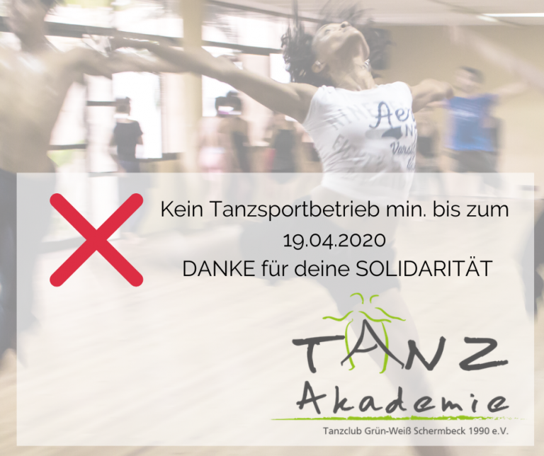 Kein Tanzsportbetrieb min. bis zum 19.04.2020