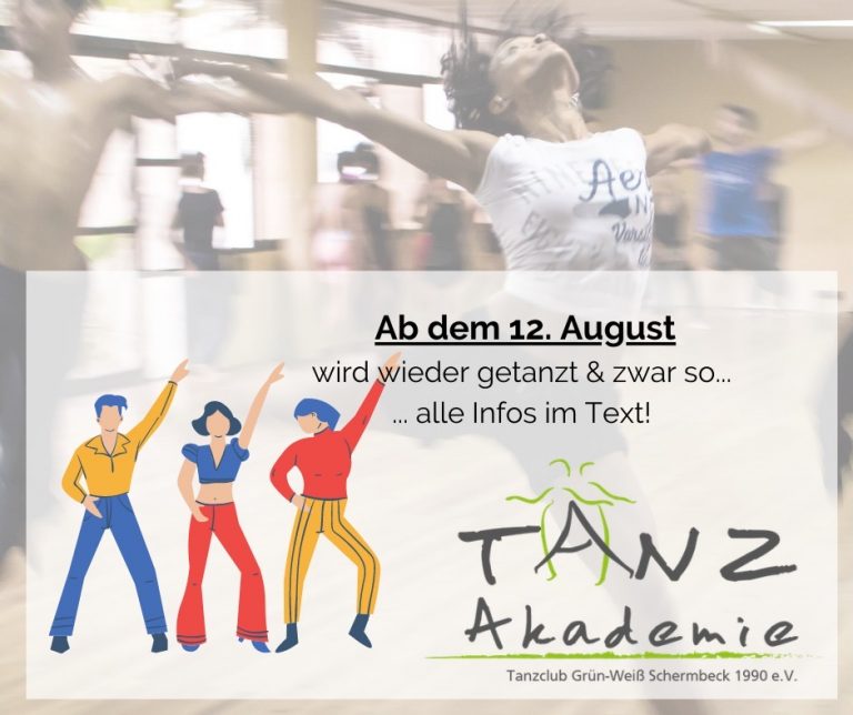 Schermbeck tanzt wieder – Aktuelle Tanzangebote beim TC GW ab Mittwoch, 12. August