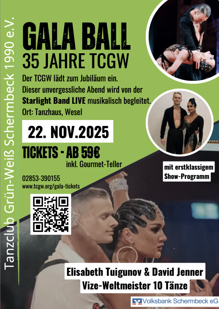 Gala-Ball zum 35-jährigen Jubiläum des TC GW am Samstag, 22. November
