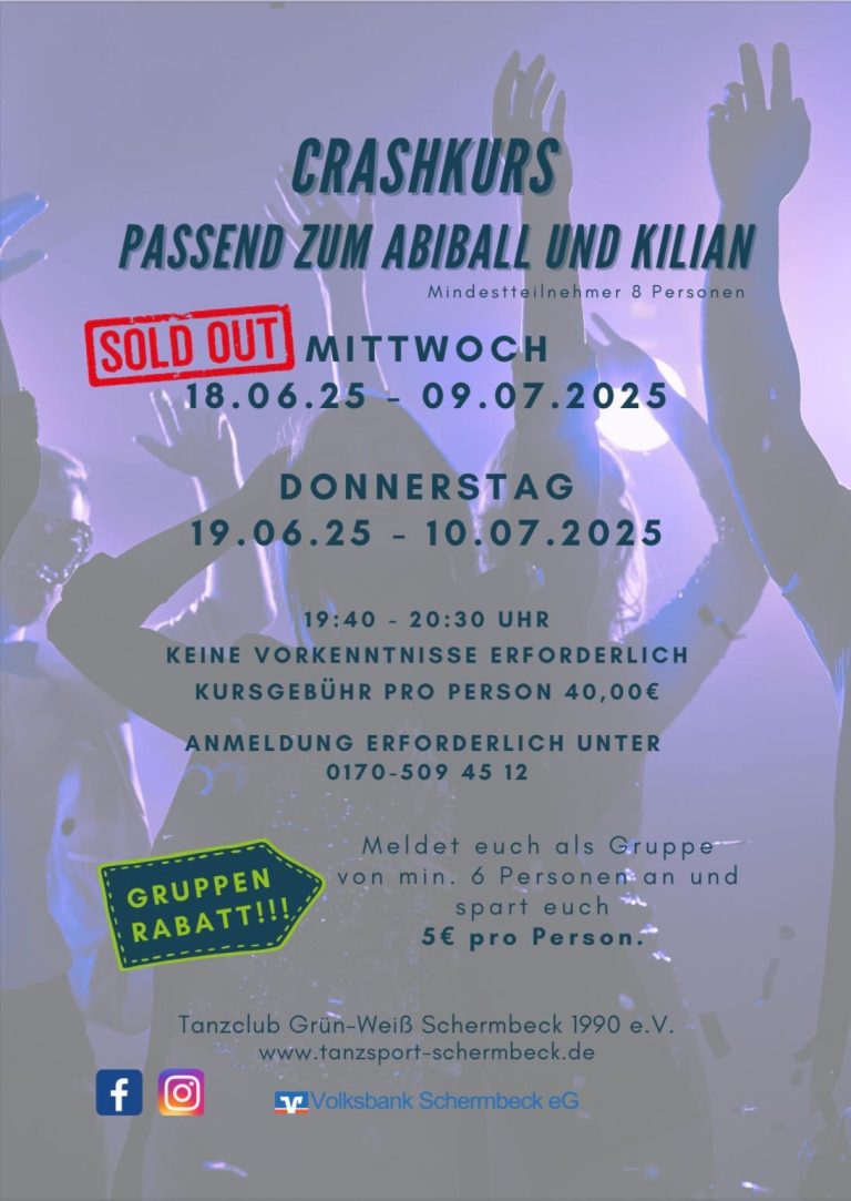 Fit für Abiball und Kilian – Vierteiliger Workshop Discofox ab 19. Juni beim TC GW
